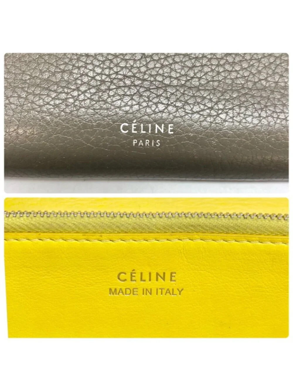 Celine Bifold Wallet Multi Function Large Flap Leather Khaki